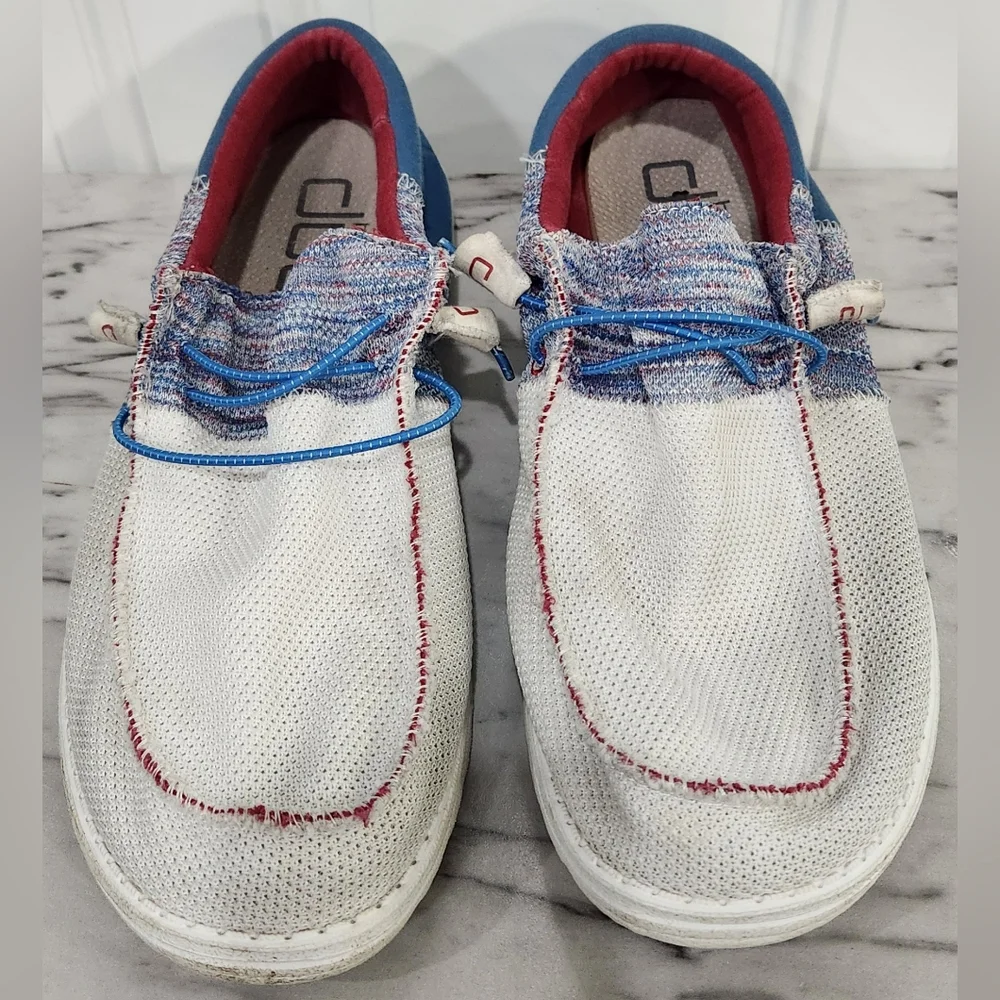 Hey Dude Wally sox funk blue red slip on shoes men's size 13